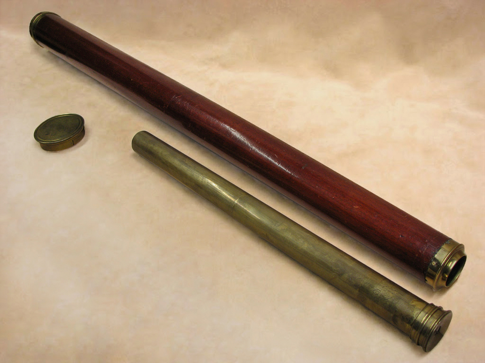 18th Century Library telescope signed 'Kimbell, Dean St, London' with brass tripod